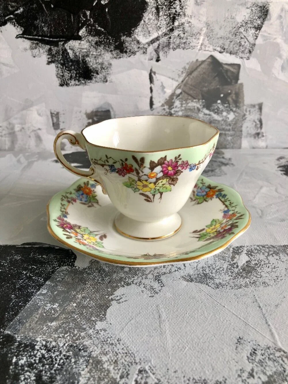 Foley China Vintage Floral Teacup and Saucer
